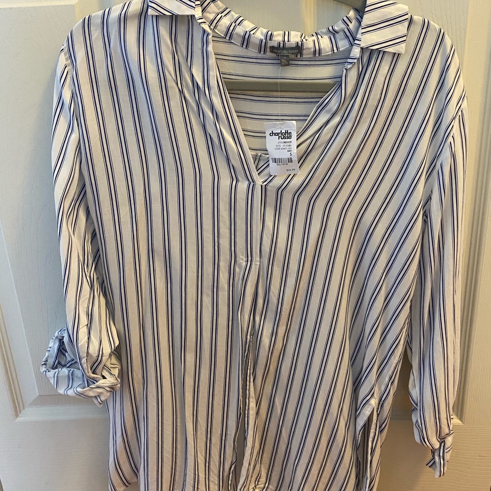 White and Blue Blouse